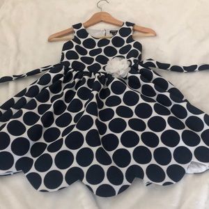 Navy and white girls Polka Dot Dress